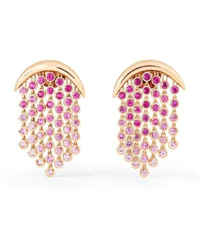 Emily P. Wheeler Rose Gold And Sapphire Fringe Earrings - Red
