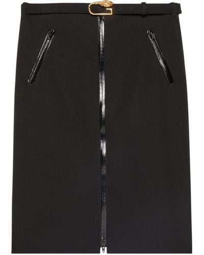 Gucci Wool Belted Pencil Skirt - Black