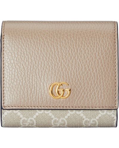 Gucci Canvas Gg Marmont Wallet - Natural
