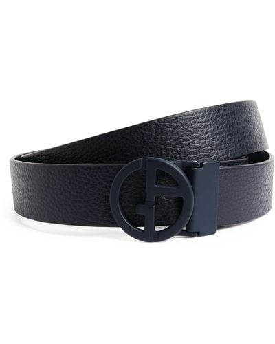 Giorgio Armani Leather Logo Belt - Blue