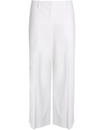 Eleventy Cropped Wide-leg Trousers - White