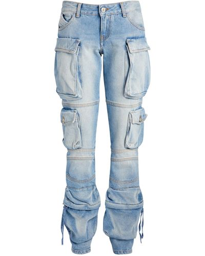 The Attico Low-rise Slim Cargo Jeans - Blue