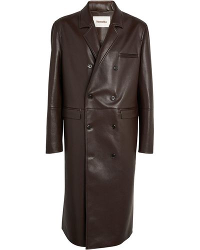 Nanushka Faux Leather Overcoat - Brown