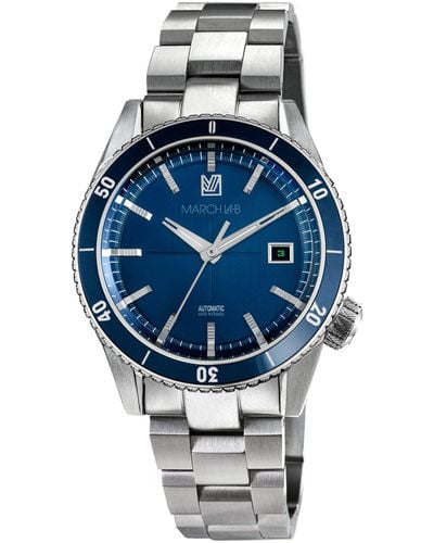 March LA.B Stainless Steel Bonzer Automatic Watch 41mm - Blue