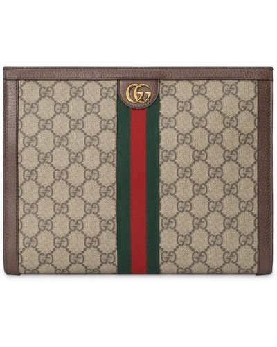 Gucci Canvas Ophidia Gg Clutch Bag - Natural