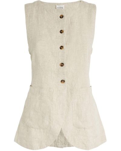 Posse Linen Button-up Emma Vest - Natural