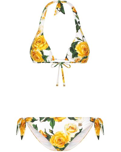 Dolce & Gabbana Floral Print Bikini - Yellow