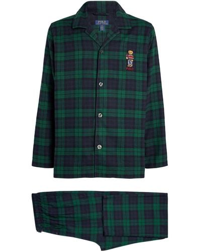 Polo Ralph Lauren Cotton Polo Bear Check Pyjama Set - Green