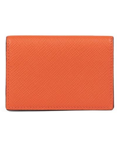 Smythson Panama Leather Folded Card Holder - Orange