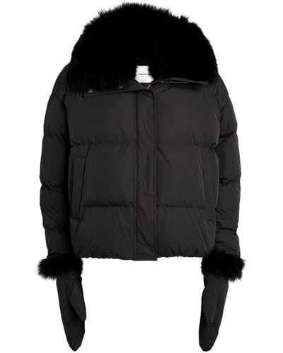 Yves Salomon Fur-trim Puffer Jacket With Gloves - Black