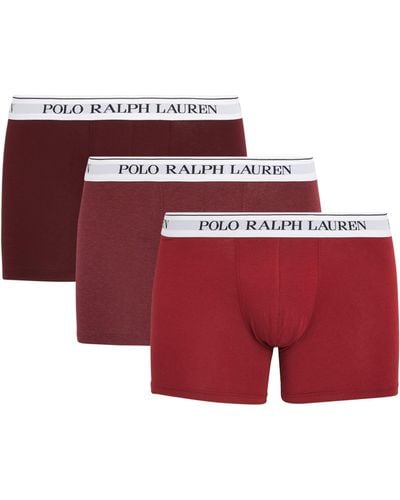 Polo Ralph Lauren Stretch-cotton Low-rise Briefs (pack Of 3) - Red