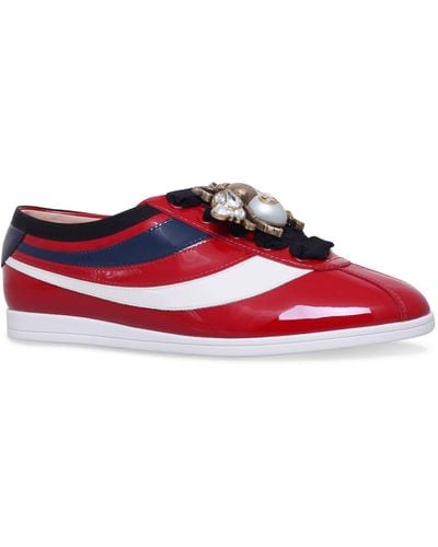 Gucci Falacer Bee Patent Leather Trainers - Red