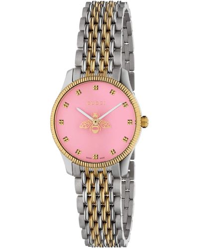 Gucci Yellow Gold And Stainless Steel G-timeless Watch 29mm - Pink