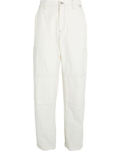 MM6 by Maison Martin Margiela Denim Contrast-stitch Cargo Trousers - White