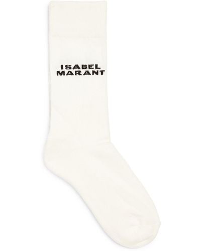 Isabel Marant Cotton-blend Logo Socks - White