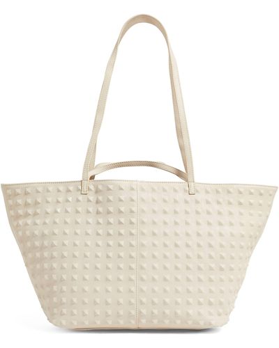 AllSaints Leather Studded Hannah Tote Bag - White