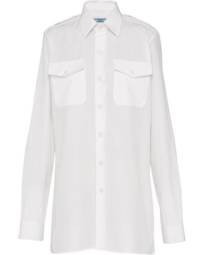 Prada Cotton Poplin Logo Shirt - White
