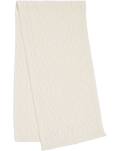 Johnstons of Elgin Cashmere Cable Knit Celtic Scarf - White