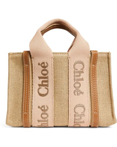 Chloé Mini Canvas Woody Tote Bag - Metallic