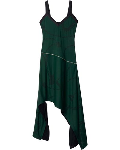 Burberry Zip-waist Shield Hardware Dress - Green