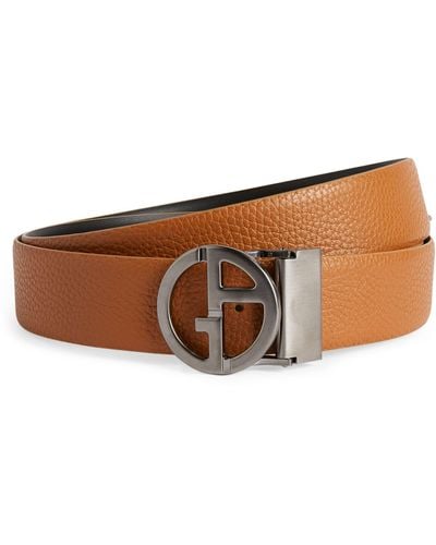 Giorgio Armani Leather Logo Belt - Brown