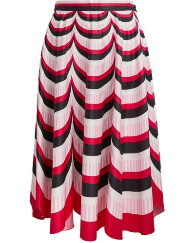 Marina Rinaldi X Mary Katrantzou Stripe Print Midi Skirt - Red