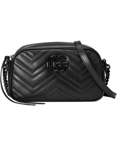 Gucci Small Marmont Matelassé Shoulder Bag - Black