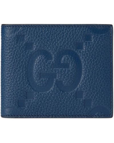 Gucci Leather Jumbo Gg Wallet - Blue