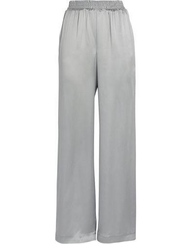 Eleventy Silk Wide-leg Elasticated-waist Trousers - Grey