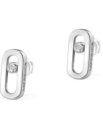 Messika White Gold And Diamond Move Uno Earrings - Metallic