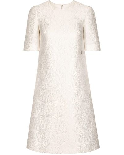 Dolce & Gabbana Floral Jacquard Midi Dress - White