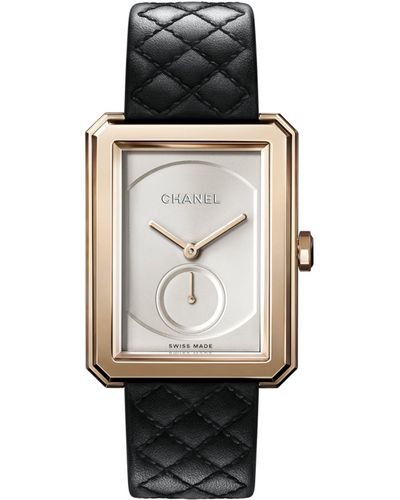 Chanel Large Beige Gold Boy·friend Watch 28.6mm - Black
