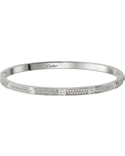 Cartier Small White Gold And Diamond-paved Love Bracelet