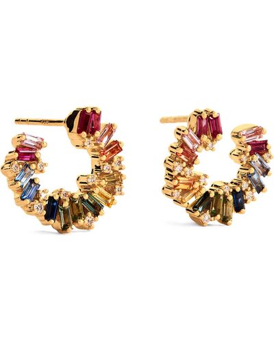 Suzanne Kalan Yellow Gold, Diamond And Sapphire Firework Frenzy Earrings - Metallic