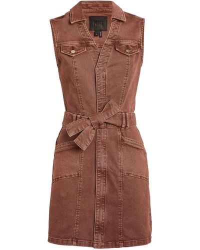 PAIGE Denim Belted Kelsee Mini Dress - Brown