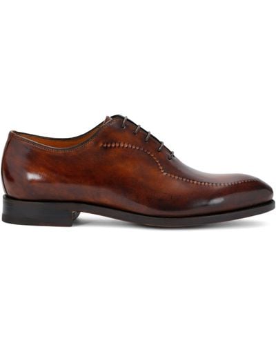 Bontoni Leather Elegante Reverse Loafers - Brown