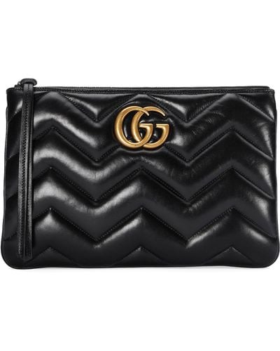 Gucci Leather Marmont Clutch Bag - Black