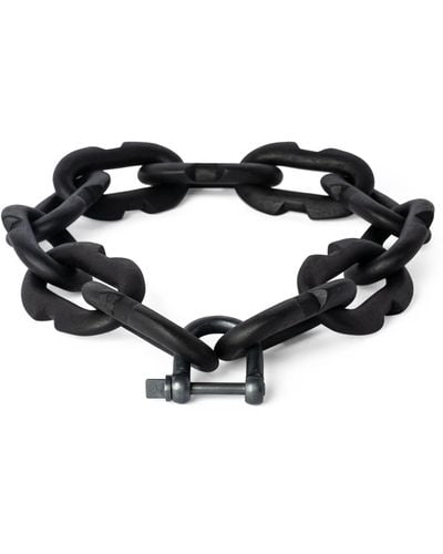 Parts Of 4 Massive Deco Link Charm Choker Necklace - Black