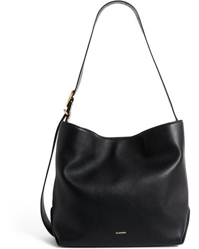 Jil Sander Medium Leather Folded Tote Bag - Black