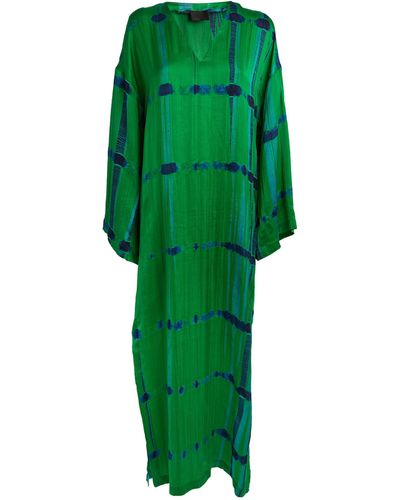 Delos Patterned V-neck Maxi Dress - Green