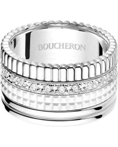 Boucheron White Gold And Diamond Quatre Double White Edition Ring - Metallic