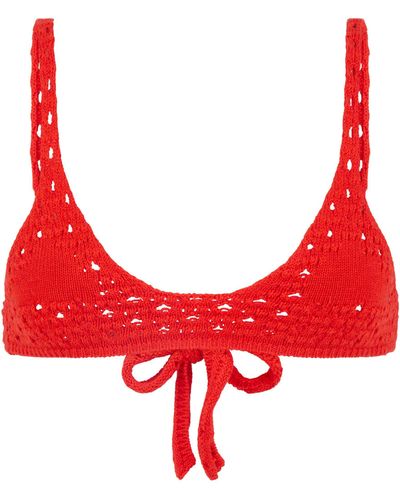 Cashmere In Love Cotton-cashmere Crochet Hanalei Bralette - Red
