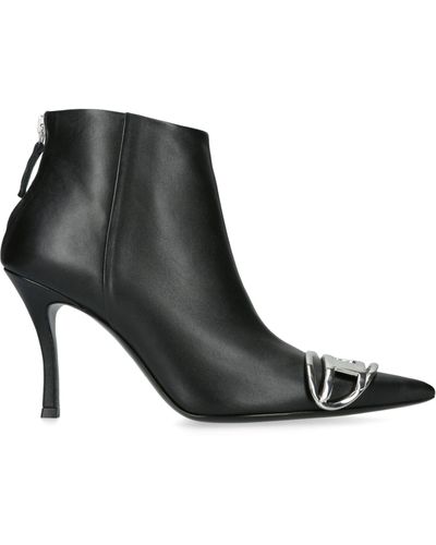 DIESEL Leather D-venus Ab Ankle Boots 90 - Black
