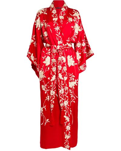 Natori Silk Embroidered Kimono Robe