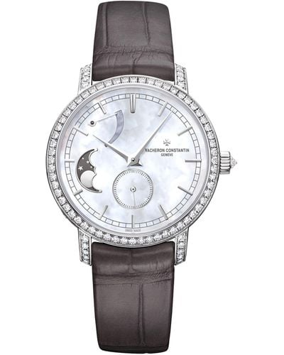 Vacheron Constantin White Gold And Diamond Traditionnelle Moon Phase Watch 36mm - Gray