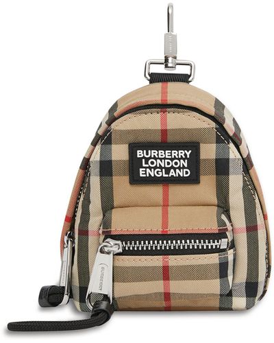 Burberry Vintage Check Backpack Keyring - Natural