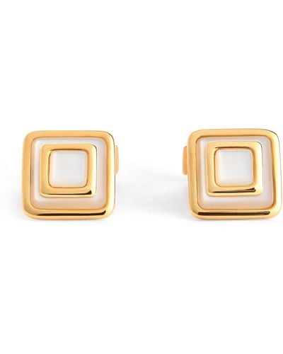 Tateossian Yellow Gold And Mother-of-pearl Square Cufflinks - Metallic
