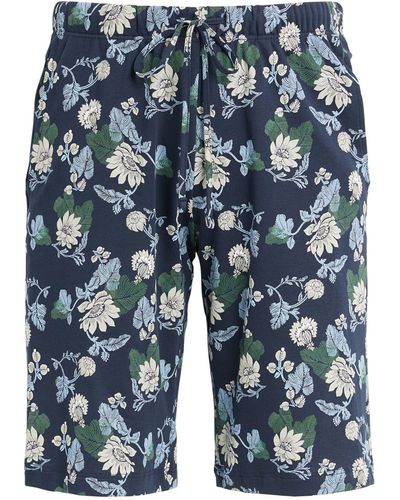 Hanro Cotton Floral Pyjama Shorts - Blue