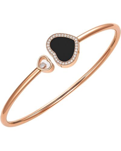 Chopard Rose Gold, Diamond And Onyx Happy Hearts Bracelet - Brown