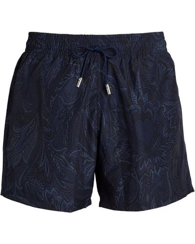 Etro Paisley Print Swim Shorts - Blue
